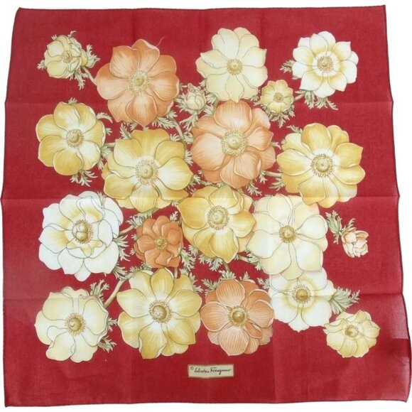 296127AN (S1) Salvatore Ferragamo Handkerchief Red Cotton - Picture 1 of 5